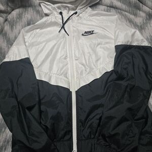 Nike Men's Black and White Windbreaker Jacket